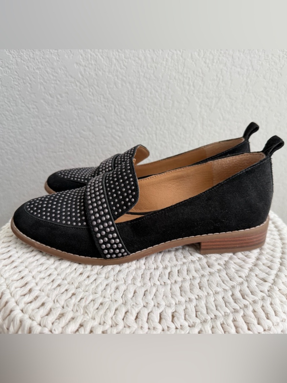 Crown Vintage Black Studded Suede Loafers - Picture 4 of 7